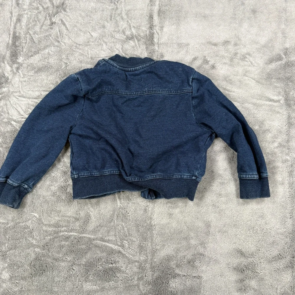 Adriano Goldschmied Toddler 2T Blue Denim Look Full Zip Jacket Cotton Ribbed Hem